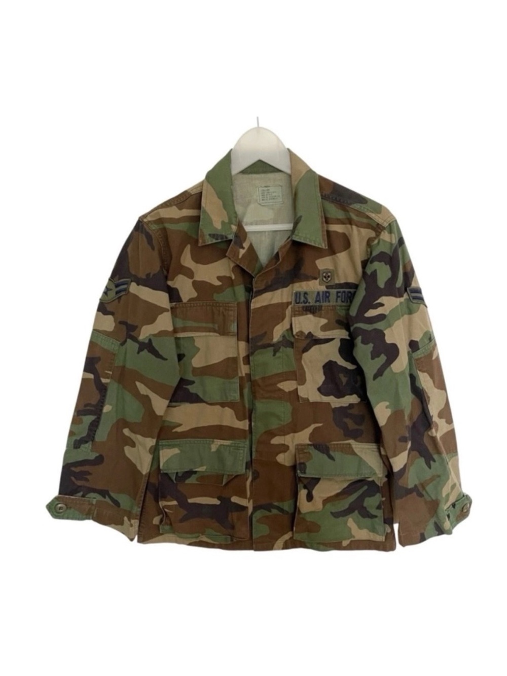Vintage 1980s U.S. Air Force BDU Jacket Woodland Camo XS Short USAF Military